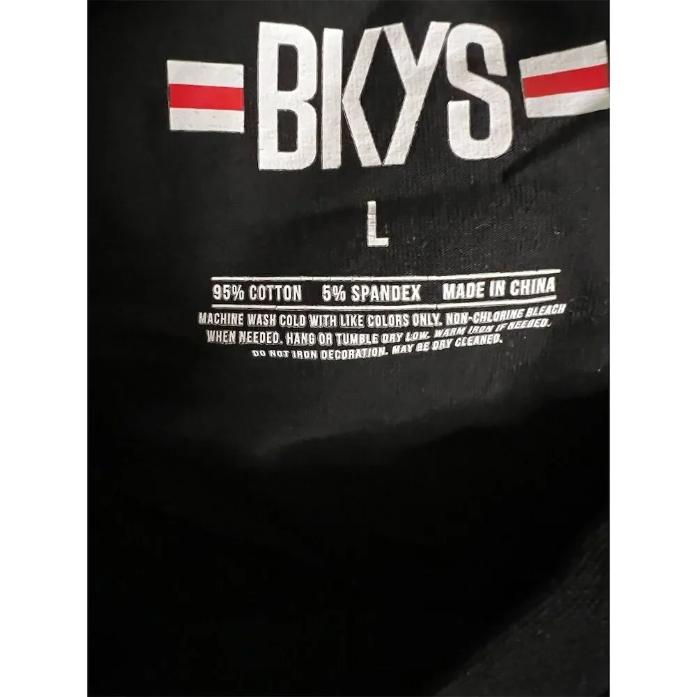 BKYS Men's Black Stay Trapt Teddy Bear Graphic T-Shirt Size L